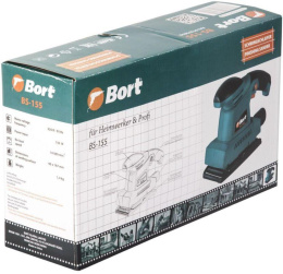 Bort BS-155 Машина шлифовальная вибрационная [91275622] { 150 Вт, 10000 Об/мин, 1.4 кг, набор аксессуаров 3 шт }