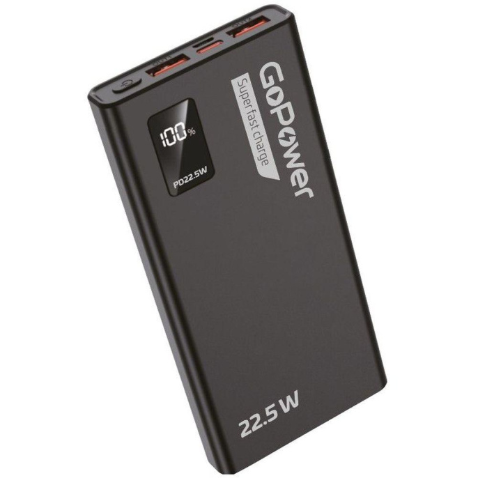 Внешний аккумулятор GoPower PB03-20 20000mAh 3.0A 22.5W 2USB/Type-C черный 1/50 00-00029660