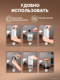 Кофемолка беспроводная MIRU KACG03 Кофемолка - 1 шт.,Щётка - 1 шт.,Кабель для подзарядки - 1 шт.,Инструкция - 1 шт.,3,7 В-25 Вт,белый