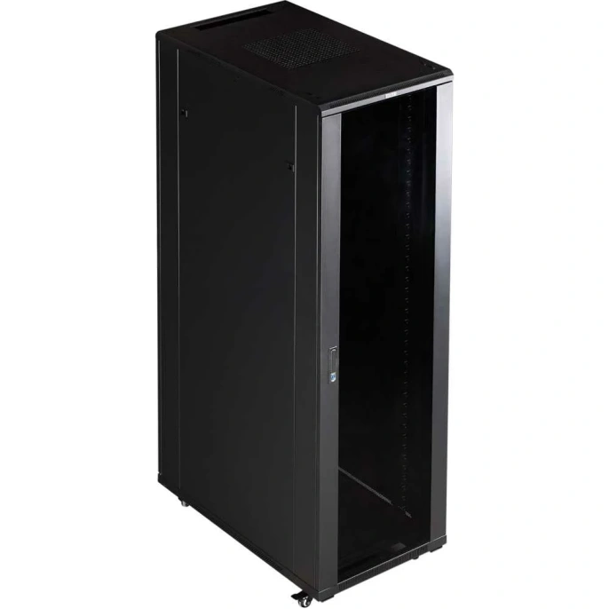 Шкаф TWT 19" Business, 27U 600x600, черный, передняя дверь стекло, задняя дверь распашная металл TWT-CBB-27U-6x6-G1