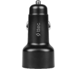 Автомобильное зарядное устройство TTEC SmartCharger Duo PD 48W Vehicle Fast Charger USB-C+USB-A с кабелем USB-C-Lightning. Цвет: черный 2CKP02LS