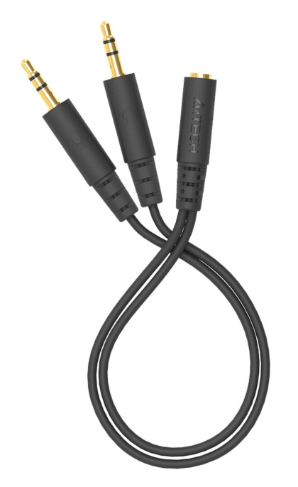 Адаптер аудио A4TECH AD-4P, Jack 3.5 f - 2xJack 3.5 m , 0.2м, черный