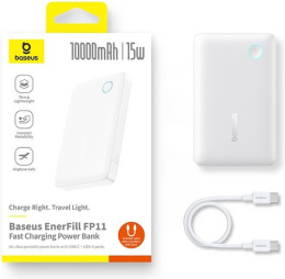 Внешний аккумулятор Baseus P1008210C213-00 EnerFill FP11 10000mAh 15W Moon White (Includes Simple Type-C to Type-C Cable 20V/3A 30cm) PPAP-1015-2