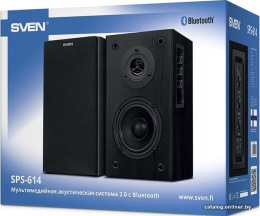 Акустика Sven SPS-614 Black настольная/полочная, 2.0, мощность RMS 40 Вт, 40-22000 Гц, МДФ, Bluetooth
