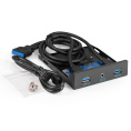 Планка USB на переднюю панель ExeGate U3H-627S, 3,5", 2*USB3.0+HD Audio Combo, черная, металл, подсоед. к MB EX298351RUS