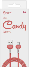 Кабель Redline Candy, USB Type-C m - USB m , 1м, 2A, красный [ут000021994]