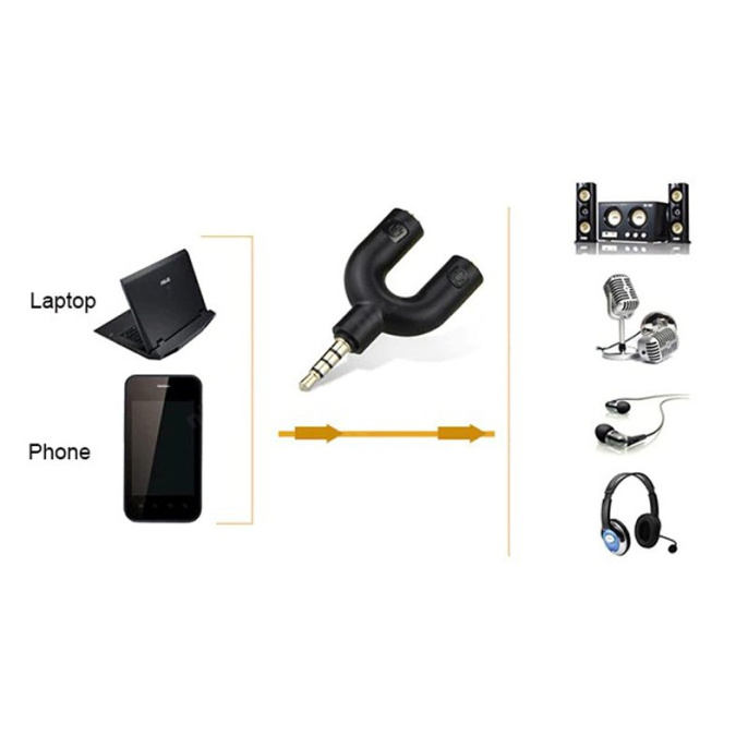 Аудио адаптер для гарнитуры наушники с микрофоном ORIENT C775 2 x jack 3.5 mm - jack 3.5 mm 4-pole , черный