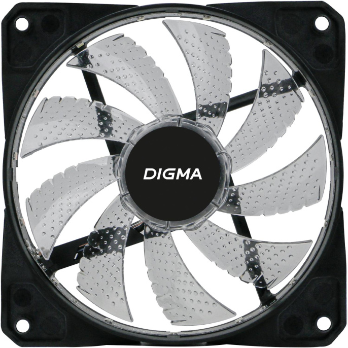 Вентилятор Digma DFAN-FRGB2 120мм, 3-pin, от БП:4-pin (Molex), 1200об/мин, 23 дБ, RGB, черный, Ret