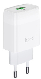 HOCO HC-32514 C72Q/ Сетевое ЗУ/ QC 3.0/ 1 USB/ Выход: 5V_9V_12V, 18W/ White