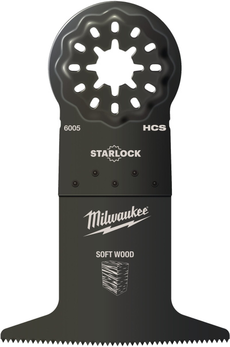 Полотно для мультитула Milwaukee 48906005 65x42мм биметаллическое, крепление Starlock, для мягкой древесины, глубокий рез