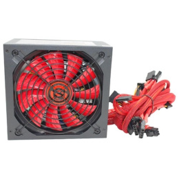 Блок питания Ginzzu PC500 14CM Red 80+ black,APFC,24+4p,2 PCI-E 6+2 , 5*SATA, 4*IDE,оплетка, кабель питания,цветная коробка