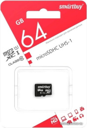 Карта памяти SmartBuy microSDXC SB64GBSDCL10-00 64GB 64 ГБ, класс 10, UHS-I (класс U1), чтение: 10 МБ/с, запись: 10 МБ/с