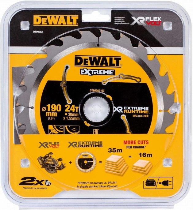 Диск пильный по дер. DeWalt DT99562 00006667319 d 190мм d посад. 30мм торцовочные пилы