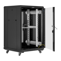 Шкаф телекоммуникационный 19" напольный 18U ExeGate EC-FS-18U.600.600.G.BLACK 19”, 18U, 600x600x987mm ШхГхВ , передняя дверь закаленное стекло, задняя перфорированная дверь, EX301398RUS