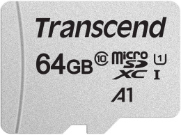 Карта памяти microSDXC UHS-I U1 Transcend 64 ГБ, 100 МБ/с, Class 10, TS64GUSD300S, 1 шт., без адаптера