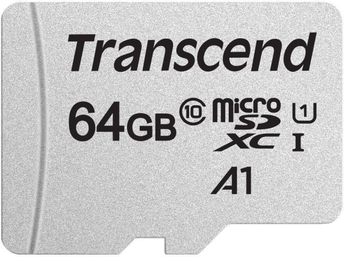 Карта памяти microSDXC UHS-I U1 Transcend 64 ГБ, 100 МБ/с, Class 10, TS64GUSD300S, 1 шт., без адаптера