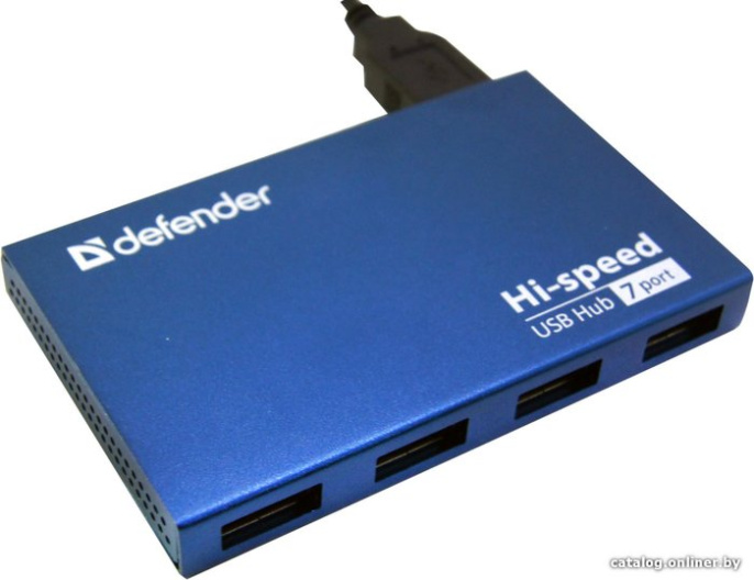 Разветвитель USB Defender Septima Slim, USB2.0, 1in - 7out, БП 83505