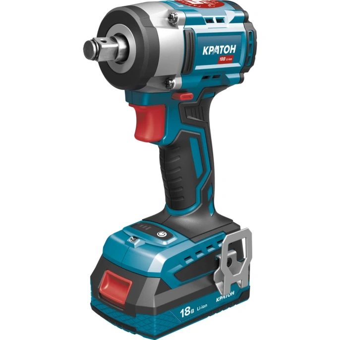 Аккумуляторный ударный бесщеточный гайковерт КРАТОН BIW18CD-400N-OFA SET (АКБ 4,0А·ч; ЗУ + кейс) 3 11 01 100