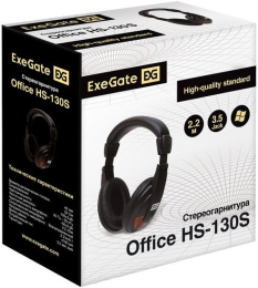 Полноразмерные наушники с микрофоном (гарнитура) ExeGate Office HS-130S (регулировка оголовья, 2x3.5мм, динамик 40мм, 20-20000Гц, длина кабеля 2.2м, регулировка громкости) EX295315RUS
