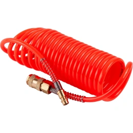 Шланг пневматический спиральный PU 6x8 мм, с быстросъемными фитингами, 5 м AV Steel AV-700005