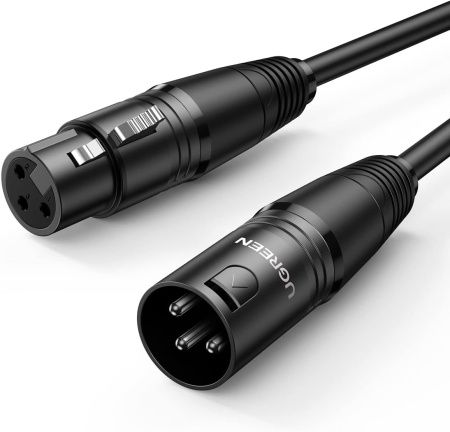 Удлинительный микрофонный аудиокабель UGREEN AV130 20712 XLR Cannon Male to Female Microphone Extension Audio Cable 5m - Black