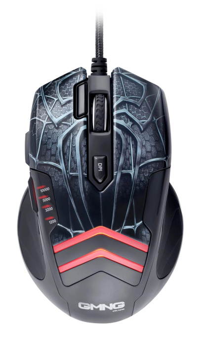 Мышь проводная GMNG XM007, игровая, оптическая, USB, 10000dpi, черный и серый