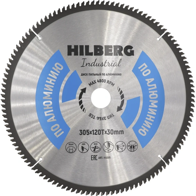 Диск пильный Industrial Алюминий (305x30 мм; 120Т) Hilberg HA305