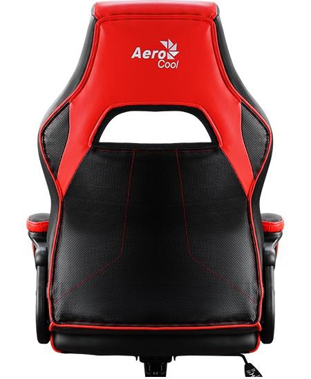 Кресло игровое Aerocool AC40C AIR, полиуретан, до 150кг, топ-ган, фиксированные подлокотники, черный/красный/красный