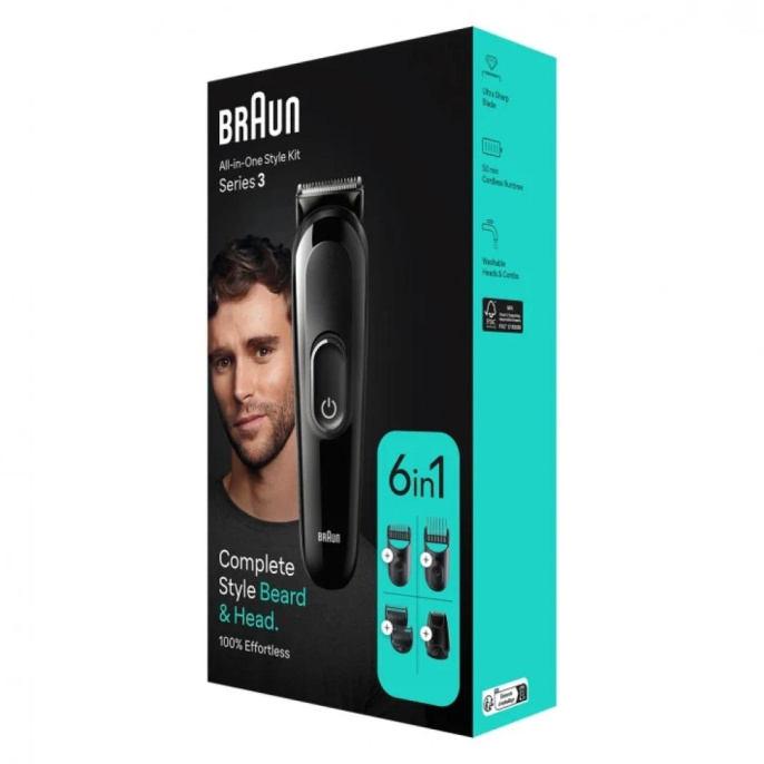 Триммер Braun Series 3 MGK3420 черный насадок в компл:5шт