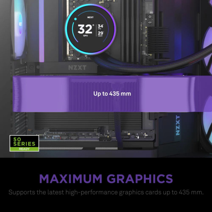 Корпус без блока питания/ Case NZXT H9 Flow RGB 2025 , Midi-Tower, TG, 3x140mm RGB + 1x120mm, 2xUSB-A 3.2 + 1xUSB-C 3.2, E-ATX, ATX, mATX, mITX Black (CM-H92FB-R1)