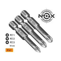 Набор бит (3 шт; Pz 1, 2, 3; 50 мм; карта; E6.3) NOX 336007