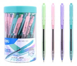 Ручка шариков. автоматическая Deli Arrow EQ03236-1 прозрачный/ассорти d 0.7мм син. черн. ассорти