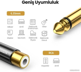 Адаптер UGREEN AV169 80731 6.35mm Male to RCA Female Adapter (80731_)