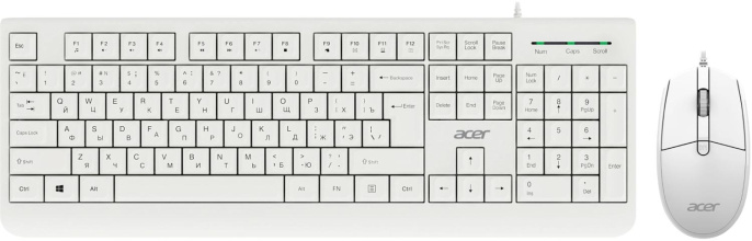 Комплект (клавиатура+мышь) Acer OCC400, USB, проводной, белый [zl.acccc.014]