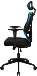Кресло игровое Aerocool Guardian, экокожа/сетка, до 150кг, мультиблок, регулируемые 2D подлокотники, черный/голубой