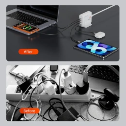 Сетевое зарядное устройство CABLETIME G14WE (CT-GAN140-PWE) GaN II PD3.1 3C1A 140 Вт, ЕС/США, белый