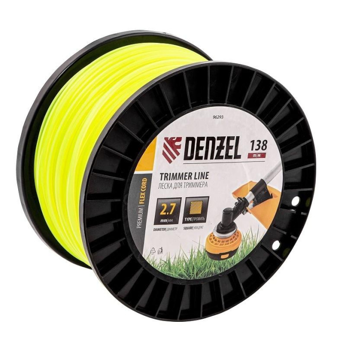 Denzel Леска для триммера квадрат, 2,7м х 138м, на DIN катушке FLEX CORD [96293]