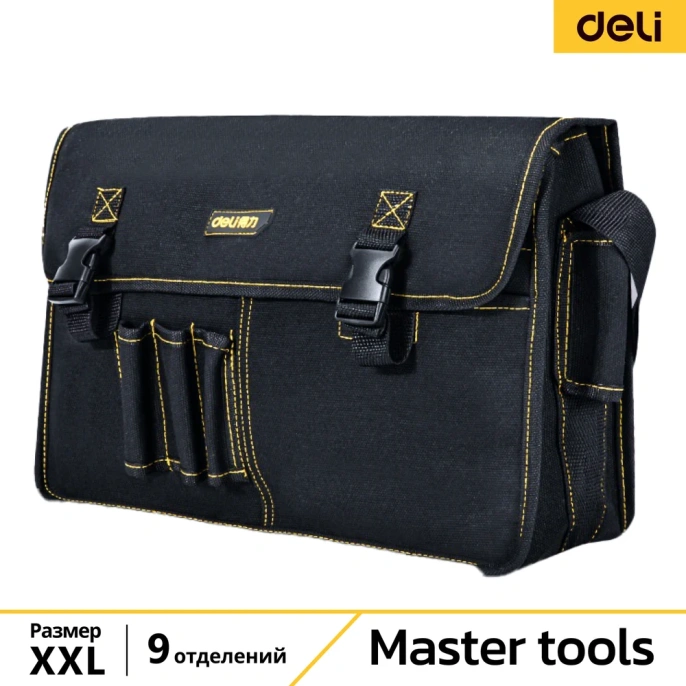 Сумка-планшет для инструментов DELI DL-P8 450x150x290мм, 9 отделений, плечевой ремень, ткань Канвас 130334