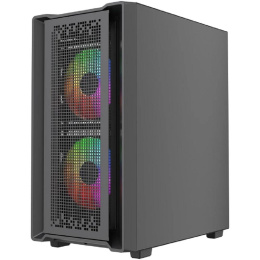 Powercase Корпус Mistral SM04 ARGB, Tempered Glass, Front Nylon Filter, 3x120mm ARGB PWM fans, чёрный, mATX CMMSM04B-A3