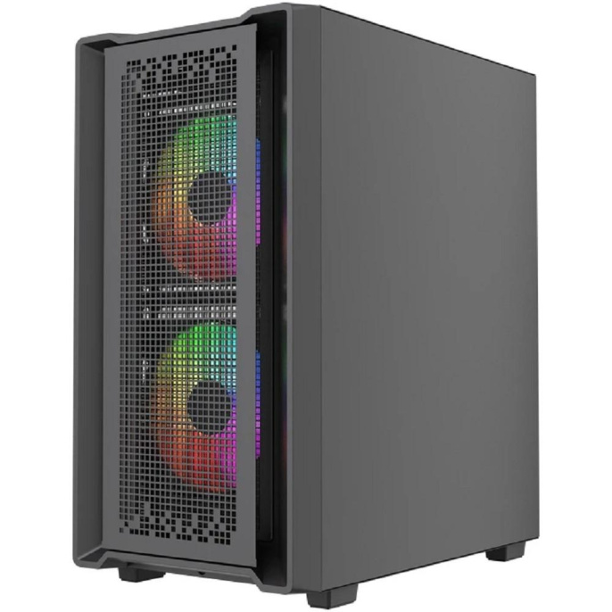 Powercase Корпус Mistral SM04 ARGB, Tempered Glass, Front Nylon Filter, 3x120mm ARGB PWM fans, чёрный, mATX CMMSM04B-A3