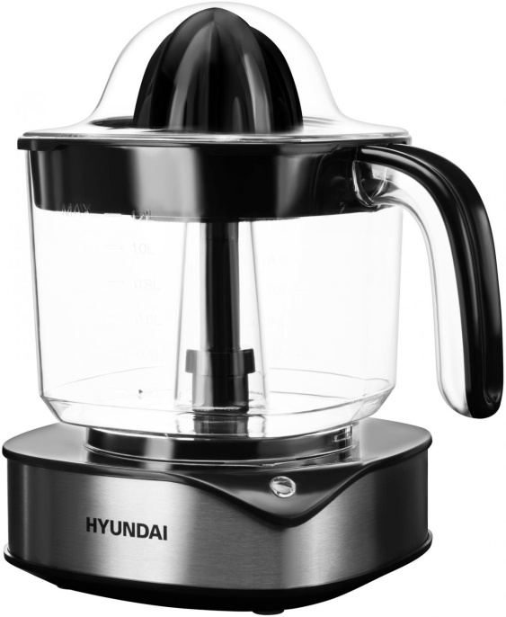 Соковыжималка цитрусовая Hyundai HY-JC4123 30Вт рез.сок.:1200мл. черный/нержавеющая сталь