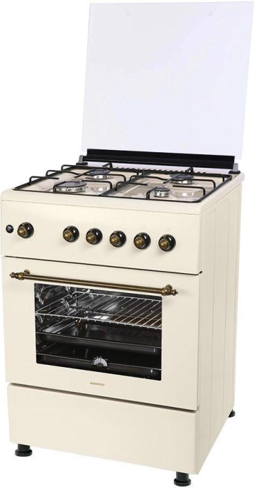 Плита Газовая Nordfrost GG6061Y бежевый металлическая крышка реш.сталь