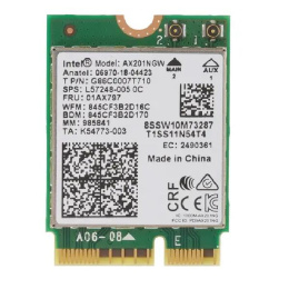 Плата сетевого контроллера Intel Wi-Fi 6 AX201, 2230, 2x2 AX+BT, No vPro, 985855 AX201.NGWG.NV