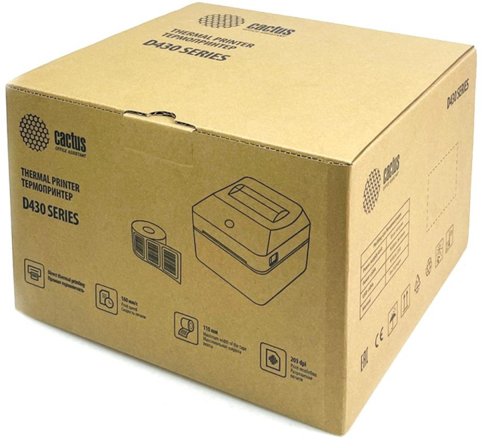 Принтер этикеток Cactus CS-TP-D430U,  черный