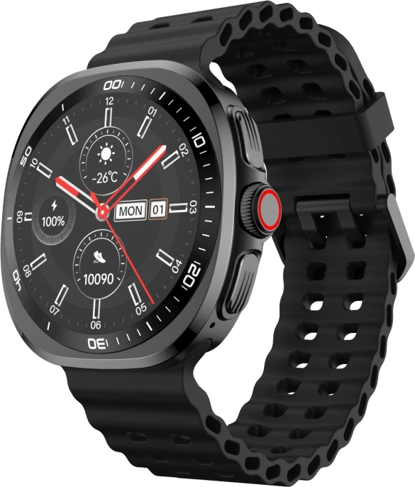 Смарт-часы Tecno Watch Neo 1.43" AMOLED корп.черный рем.черный/оранжевый разм.брасл.:130-210мм (WN01)