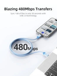 Кабель USB-C CABLETIME CUP0E (CT-CM100-PBL0.5) синий 0,5 м для смартфонов, планшетов