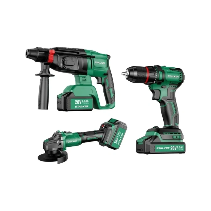 Набор аккумуляторного инструмента ALTECO STALKER Kit AG20-125 Li BL+D20 Li BL+RH20 Li BL 69843