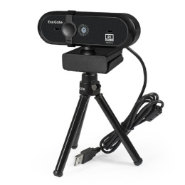 Веб-камера ExeGate Stream HD-4000 4K UHD AF T-Tripod (8Мп, 3840x2160, 30fps, H.264, автоматический фокус, защитная шторка, телескопический штатив Tripod Tele Ball, 4-линзовый объектив (стекло), стерео микрофон с шумоподавлением, универсальное крепление, U