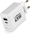 Сетевое зарядное устройство Digma DPW4A, USB-A, USB-C, 45Вт, 3A, белый [dpw4a5gx11wh]