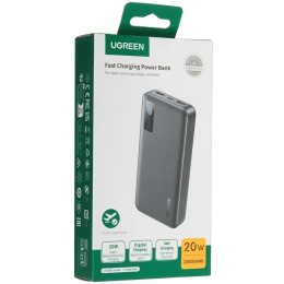 Внешний аккумулятор UGREEN PB312 95424B 20W Two-way USB-A&USB-C Fast Charging 20000mAh Power Bank CCC. Цвет: черный